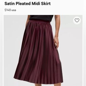 NEW Lululemon Satin Pleated Midi Skirt in Garnet Size Medium